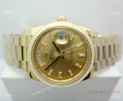 Rolex Presidential 41mm Replica Watch DDII Yellow Gold with Baguettes